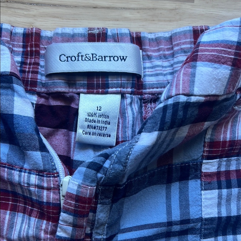 Croft & Barrow Red and Blue Flat Front Shorts - Picture 2 of 4